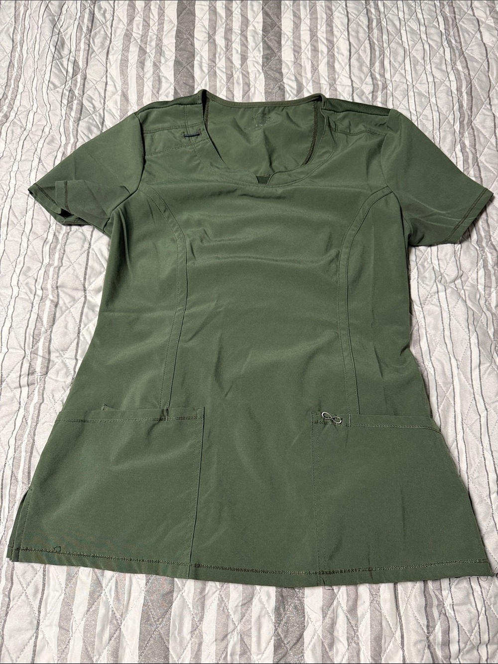 Cherokee Infinity Olive Green V-Neck Scrub Top